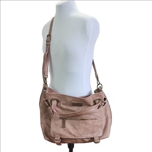 BORSANI dusty pink buttery soft faux leather big satchel bag